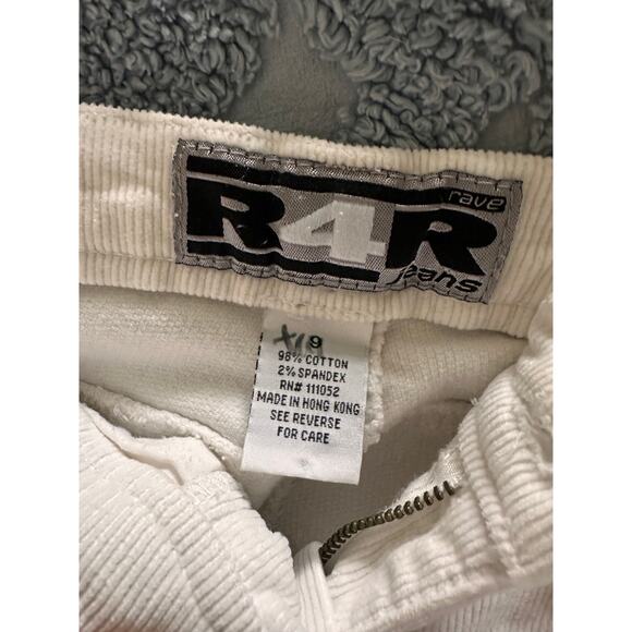 Y2K Low Rise Corduroy Flared Pants Off White Size 29 low Fit Wide legs Fall - Picture 5 of 10